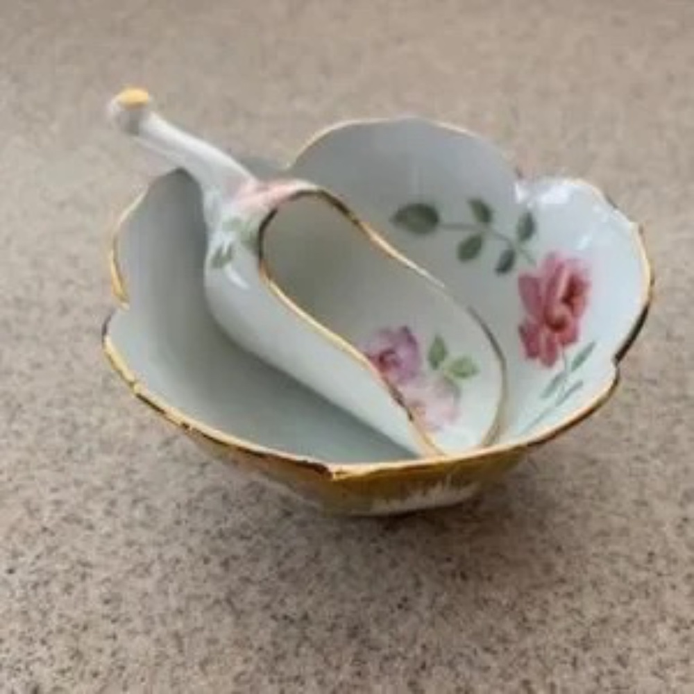 Vintage Miniature Sugar Dish & Scoop